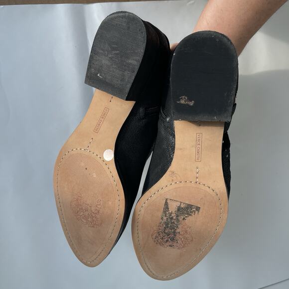 Vince Camuto Calley Leather Studded Harness Ankle Boots Black Booties Size 10 - Picture 9 of 11